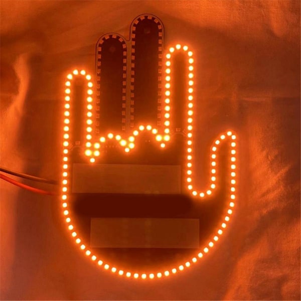 Morsom Bilfingerlys med Fjernkontroll Veiraseri Skilt Fingerbevegelse Lys LED Gestdisplay Lampe Ca
