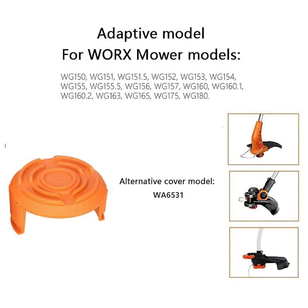 3 stk. Spoledeksel reservedel til Worx WG150/WG151/WG163/G165 gressklipper, WA6531