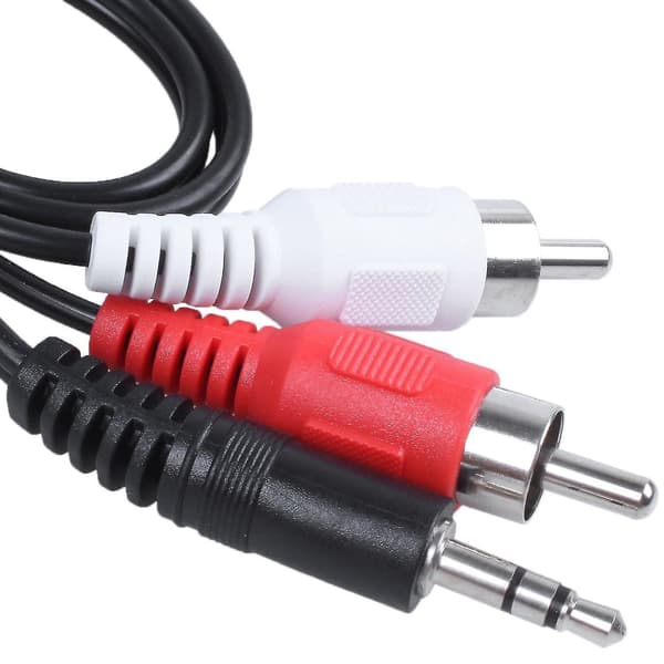 3,5 mm hodetelefonplugg til 2 x RCA AV lydkabel