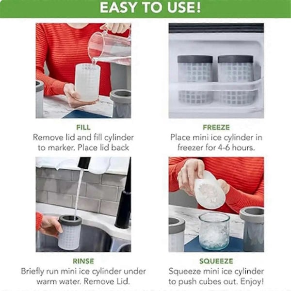 Isterningebakke Mini Isterning Maker Form Cylinder Silikone Isbakke til Fryser Nem Frigørelse Klem Isgitter