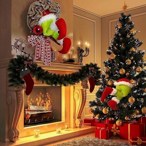 Grinch Julekrans, Julepynt Julekrans, Kranser Hjemmedekor Tilbehør, Julepynt