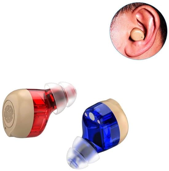 Nano Rechargeable Touch-Sensitive Hearing Aid for Seniors with Charging Case, Blue/Red