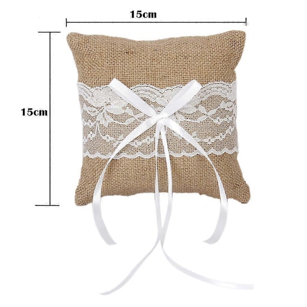 Rustikk Hessian Jute Sekk Blond Blomsterpikekurv + Putesett Bryllupsgave