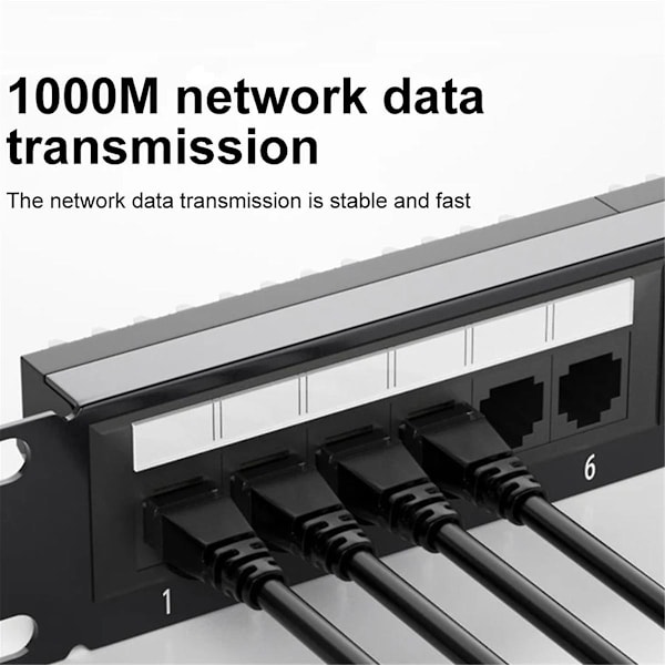 24-ports CAT6 UTP RJ45 Patchpanel 19 tum 1U Kabelram Faceplate Rackmontering 50U Guldpläterad, Rea