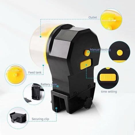 Fiskefoderdispenser - Automatisk fiskefoderautomat til akvarium med automatisk fodringstimer og fugtbestandig foderautomat (gul)