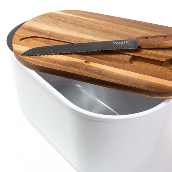 HUSLA BREAD BOX WITH CUTTING BOARD AND KNIFE 73940