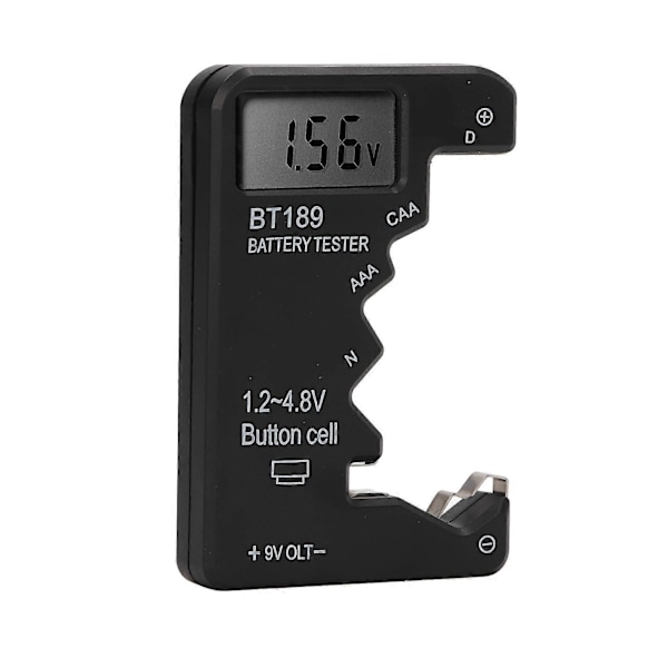 Batterikontroll Kapacitetstestare Mätare Digital Display Verktyg för AA AAA 6F22 9V 1.5V Svart