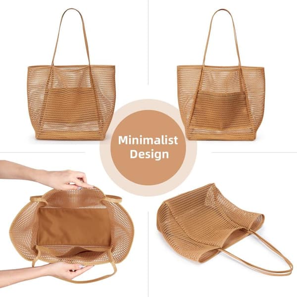 Nylon strandtaske, afslappet mulepose til kvinder, foldbar skuldertaske til strandpicnicferie