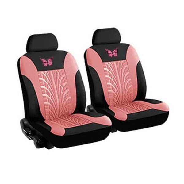 Bilsätesöverdrag - 4 delar - 3D-tryckt - Fjäril - Universal - Rosa