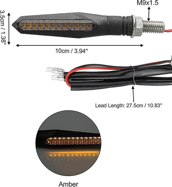 Motorcykel Flydende Blinklys Gult Lys 12v Led Sort 2 stk