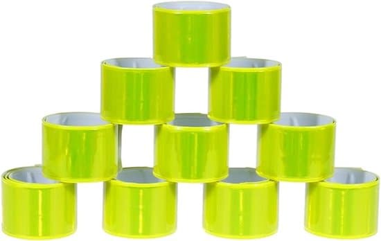 Sæt med 10 snaparmbånd, reflekterende tape, foldbare armbånd og reflekterende sikkerhedsseler til børn