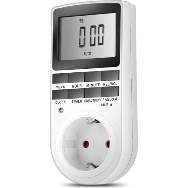 Programmerbar digital kontakt med daglig timer, LCD-skärm och slumpmässigt läge