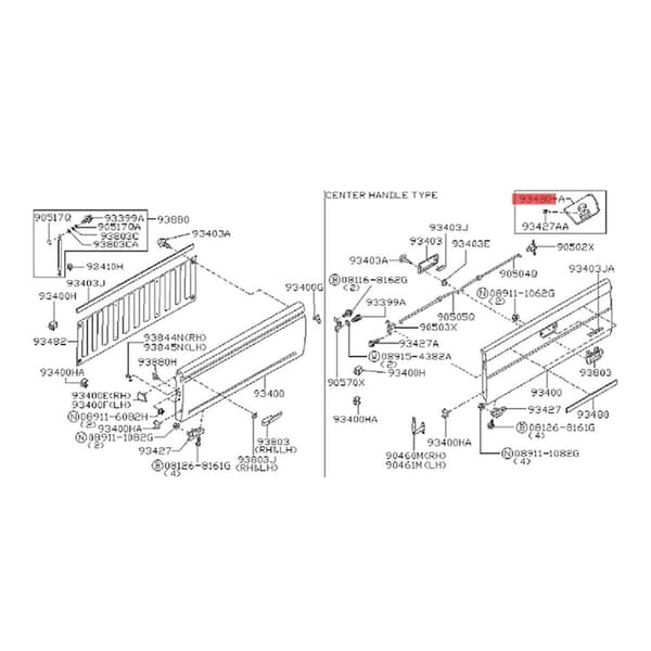 Bil Bakre Håndtak Ramme Lås Trim Panel 90606-VK00A for Navara Frontier NP300 D22 Lastebil 2000-2005 VK