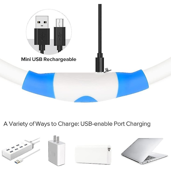 Usb-Latautuva Led-Kaulakoru Valoisa Turvallisuusranneke Hohtava Kaulakoru Hohtaa Pimeässä Superkirkas