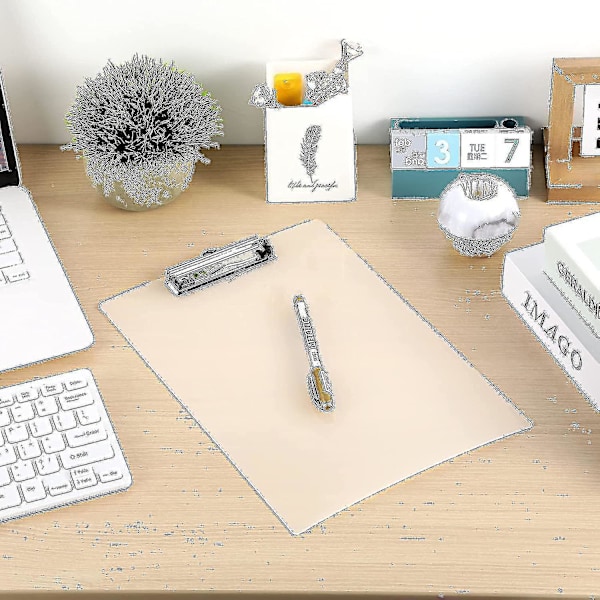 6 st A4 Clipboard - Kraftig Akryl Transparent Clipboard Klar Klämmbord Med Låg Profil