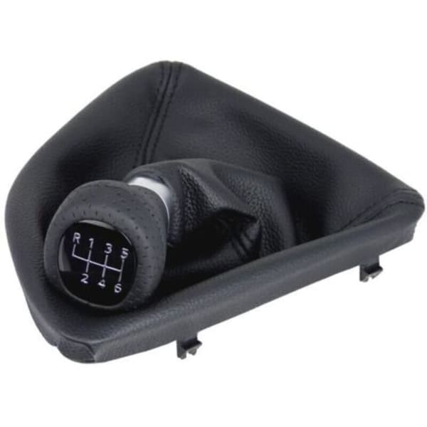 A277-1 Perforeret læder gearknop, sort, 6 gear, kompatibel med BMW 1-serie E81 E82 E87 E88, erstatningsknop, Plug and Play
