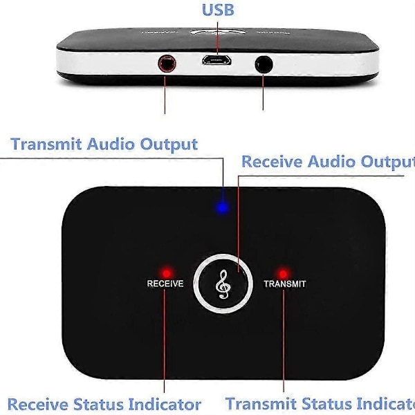 2-i-1 Audio Transmitter Receiver Trådløs Bluetooth