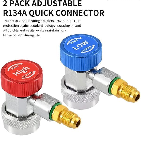 R134A H / L Auto Bil Snabbkoppling Koppling Koppling Mässing Adapter Luftkonditionering Kylmedium Justerbar AC Grenrör Mätare