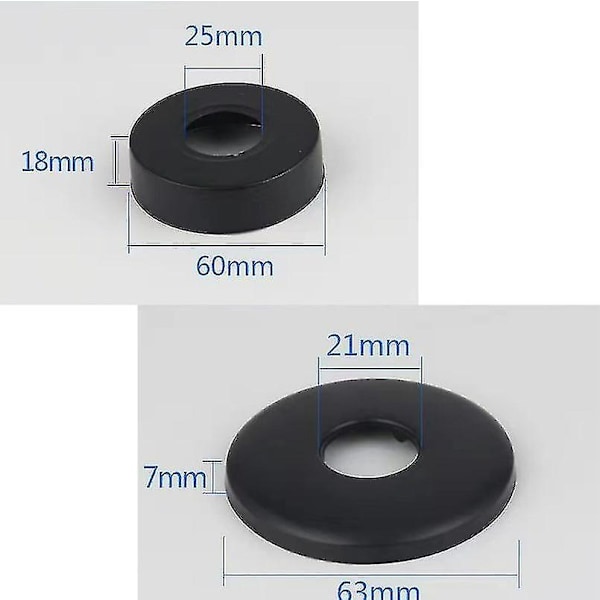 4 Stykker Matt Svart Dusjbatteri Rosett, Rosett i Rustfritt Stål for Kran, Flat Veggmontert Kran Deksel Radiator for 21mm og 25mm Vannrør Vinkel