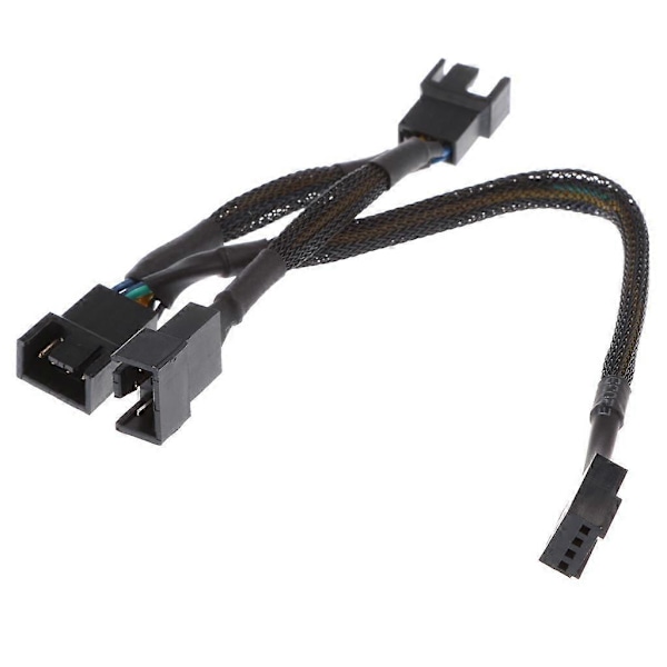 Fire-pin kabel PWM-blæsersplitter til 3 adapter, sort sleeved