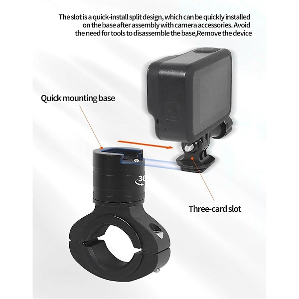 Til Gopro12 Kameraer 360 Graders Rotation Hurtig Adskillelse Metal Styrrørsklemme Hurtig Installation F
