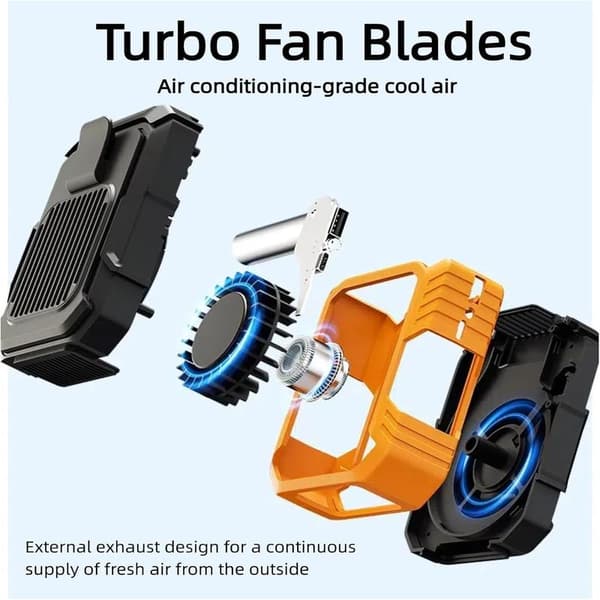Belt Fan with Powerful Airflow, Cooling, Impact Resistance, and Lighting Function for Construction, Gardening, and Camping. Green