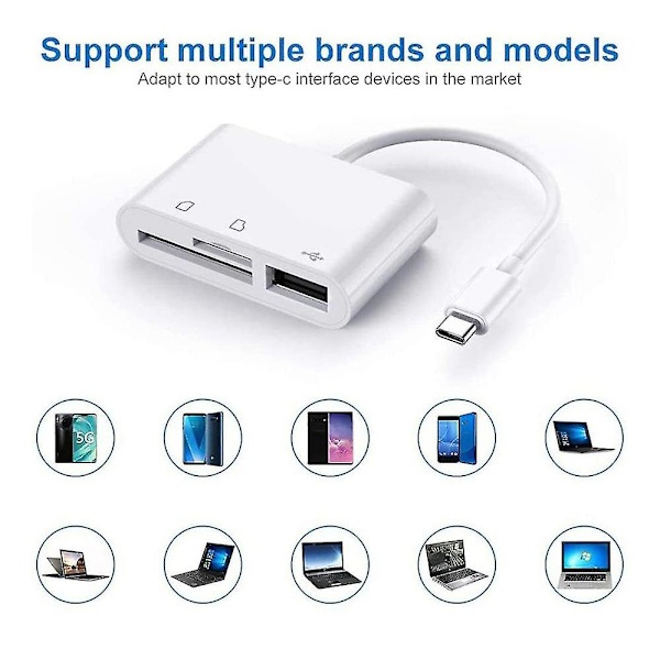 3 i 1 Typ-c -usb Sd Tf Telefon OTG Kortläsare Adapter Sd-kortläsare För Galaxy För Surfplatta, Vit