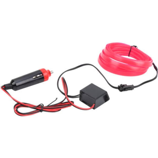 Jeffergarden LED-strip til bilinteriørbelysning, 3 meter, cigarettænderstik, ledning, lyserød neon