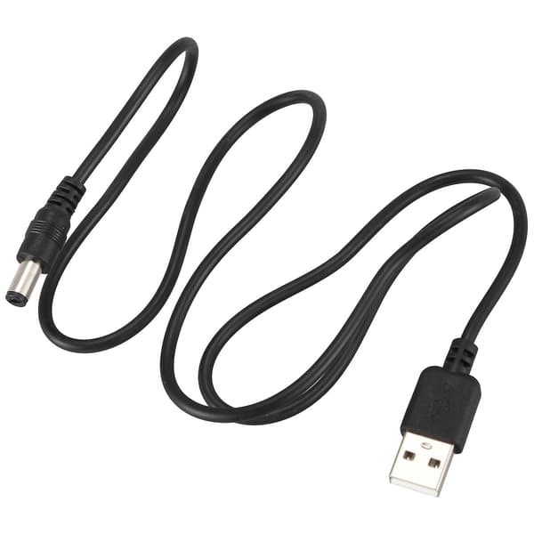 Usb-kabel 5,5 mm / 2,1 mm 5v Dc-kontakt Power Cable (svart, 75 cm)