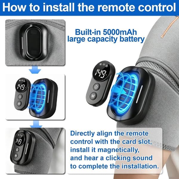 Shoulder Massage and Heat Pad with Triple Function, Adjustable, 5000 mAh, for Long Use, 5 Heat Settings and 5 Vibration Settings