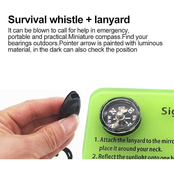 Signal Mirror Survival Reflective Mirror, utomhus Survival Signal Mirror, vattentät Reflective Signal Mirror med kompasshalsband