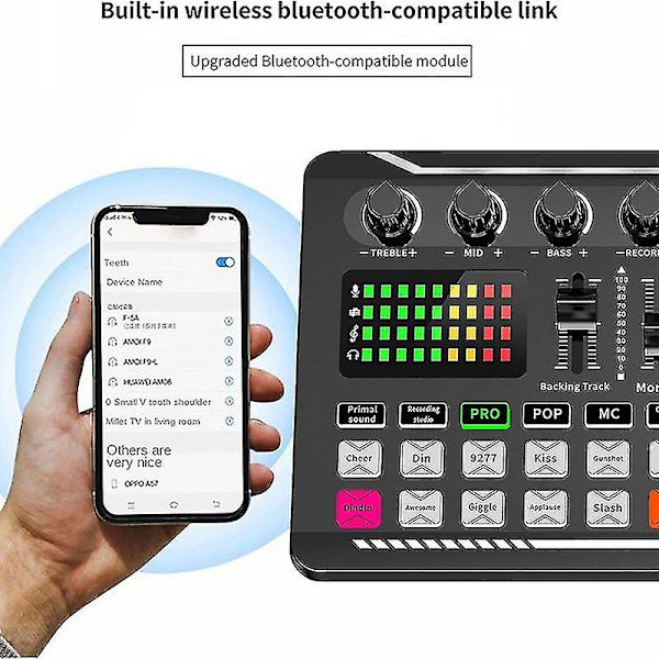 F998/v8s Ljudkort Mikrofon Ljudmixer Live Ljudkort Mixerbräda Ljudkort Ljudmixningskonsol Förstärkare