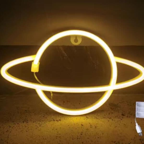 Planet Neonskylt, Akryl Neonljus för Väggdekor, USB-driven Lysande Neonskylt för Sovrum, Barnrum 2024THO