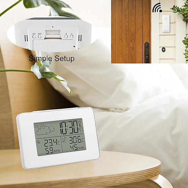 Trådlös väderprognos väckarklocka LCD digital skärm utomhus hem väderprognos sensor klocka