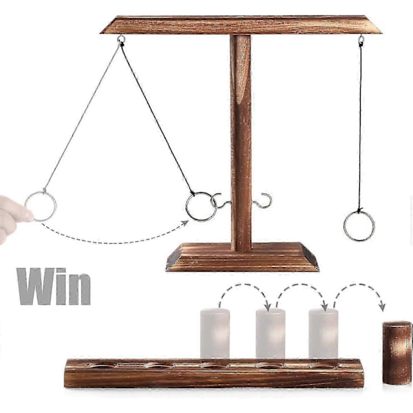 Bordplade Krog Spil, Ringkast Spil til Børn Voksne, Håndholdte Brætspil med Shot Stige Bundle, Udendørs Indendørs Håndlavet Træ Krog og Ring Shot Spil