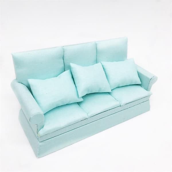 1:12 Mini Møbelsofa med 3 stk. Putesett Simuleringsminiatyr Stue DIY Dukkehusdekor