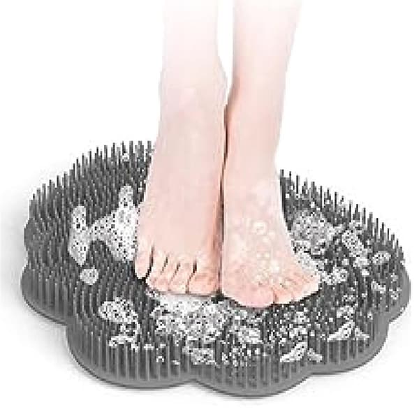 Duschfotmassageborste med sugkoppar, väggmonterad ryggskrubbare för dusch, handsfree Fo