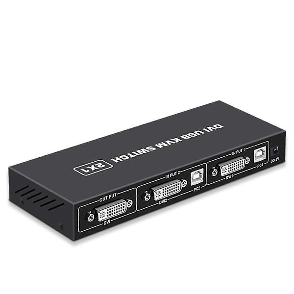 DVI KVM-switch 2-i-1 4K Två datorer delar USB-tangentbord, mus, skrivare, skärm, multifunktionell växlingsskärm