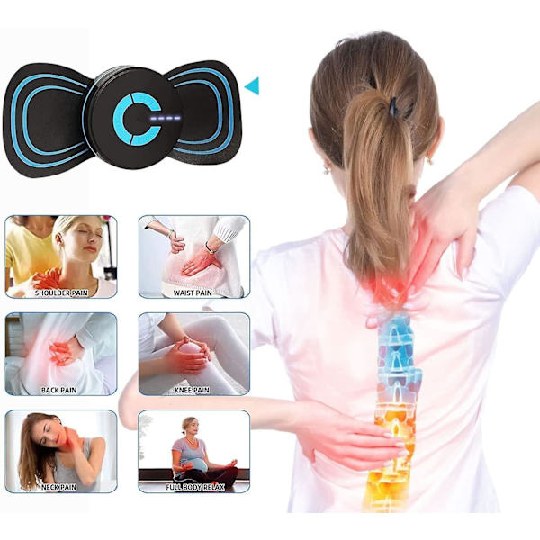 Mikrostrom Ems Mini Massagekudde, Trådlös Bärbar Cervikal Kudde För Hela Kroppen, Elektrisk Nackmassageapparat, Uppladdningsbar, (2 Enheter)