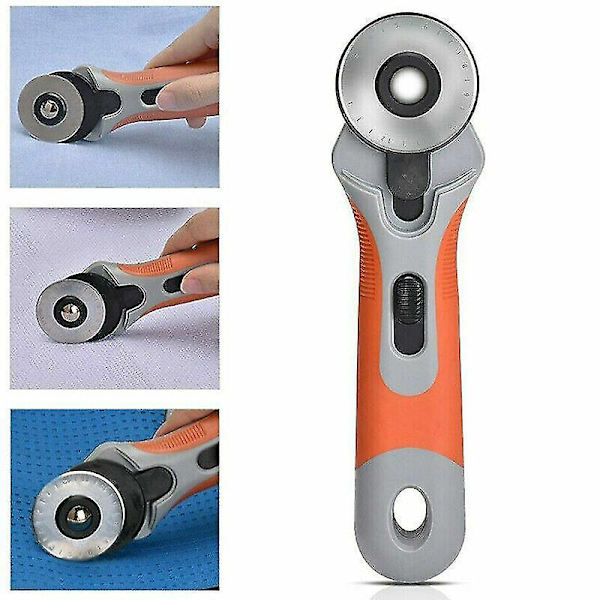 45mm Roterende Kutter Sy Stoff Lær Papir Håndverk Quilting Kutting M/blad Gl(grå+oransje)(1 stk)
