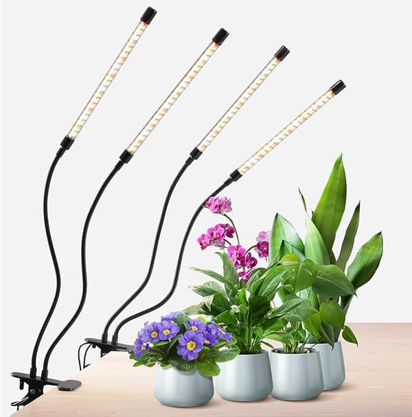 Plant light for indoor use, full spectrum 2-head clampable plant light (2-pack)
