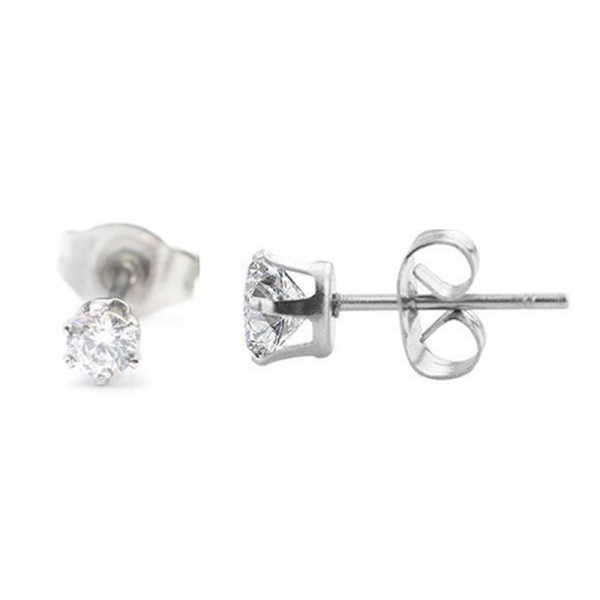2-pack Silver Crystal Piercing Earring Piercing Jewelry - 3mm