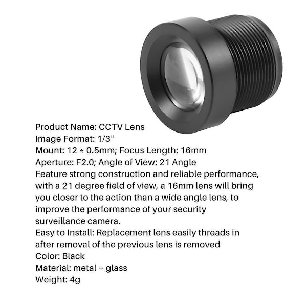 SODIAL(R) CCTV Sikkerhedskamera 16mm Fokuslængde IR Board Linse