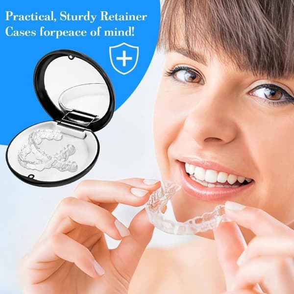 Portable storage box for mouthguards and aligners - Compact and hygienic case (Black)