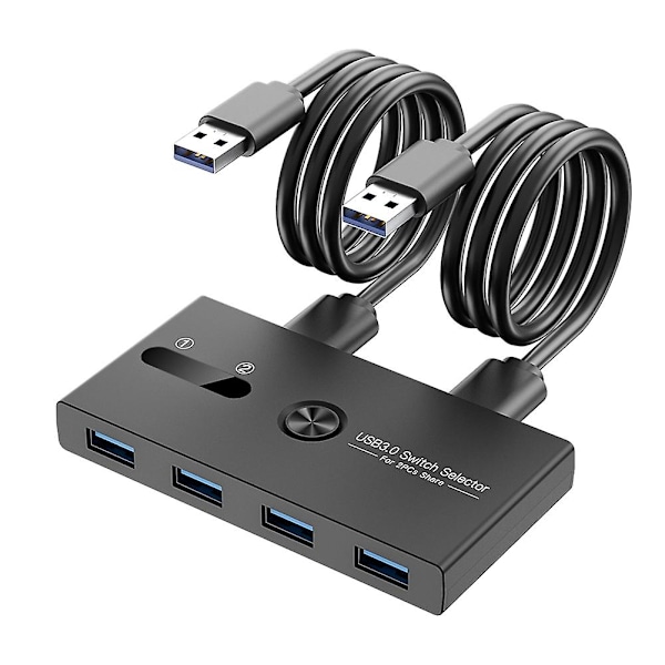 Usb 3.0-switch 2 in 4 ut Kvm-dockningsstation Skrivardelningsenhet Monitoradapter Kvm-omvandlare