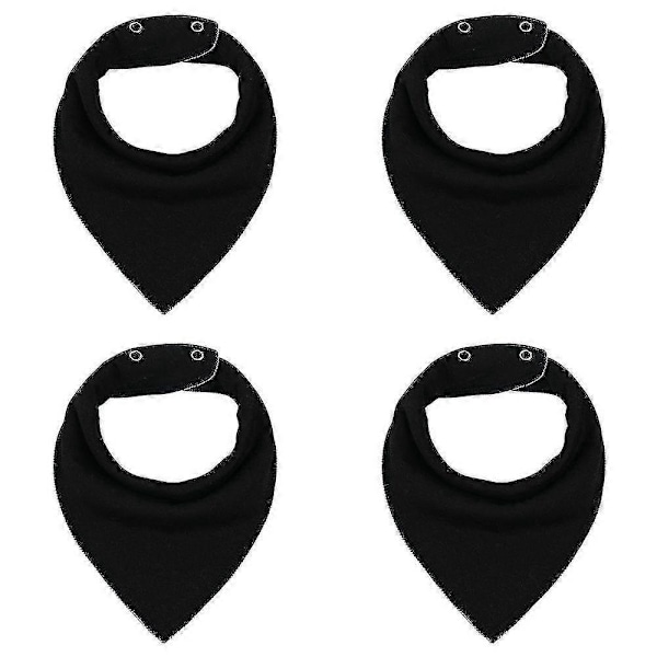 Baby Bandana Siklesmekker for Sikling og Tannfrembrudd 4-pakning Helt Svart