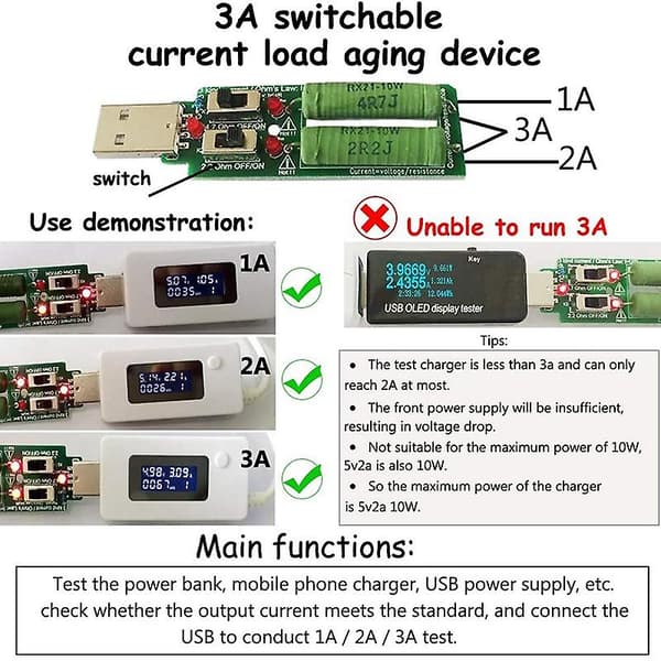 USB C -testilaite, 2 in 1 Type C USB -testilaite värinäytöllä IPS digitaalinen yleismittari, jännite, virta, teho, lämpötila