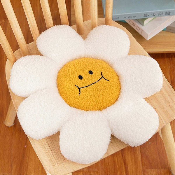 Dekorativ solsikkepute for sofa, myk plysj ryggpute, romdekor kontorpute, solsikke P