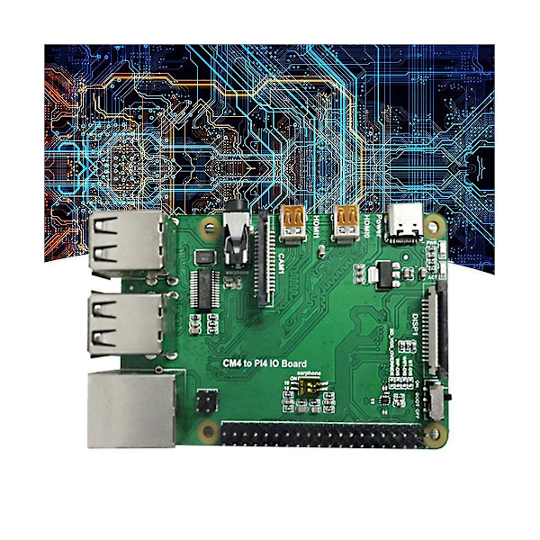 Cm4 - Pi4b -sovitinlaajennuskortti + metallikotelo + tuuletinsarja Raspberry Pie Cm4 Io -taustalevy Cm4 - 4b