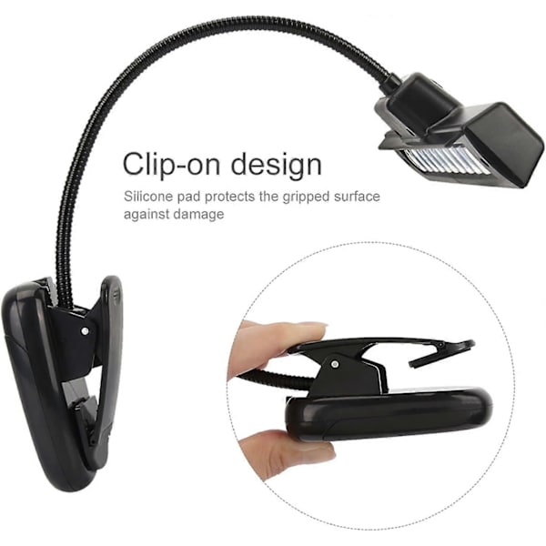 Musiikkitelineen valo, pianolamppu, 10 LED-orkesterivalo, USB-ladattava silmienhoitolamppu